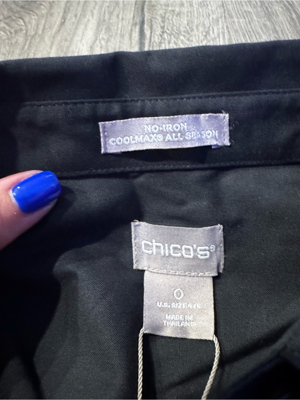 Chico’s Black Long-Sleeve Button-Front Women's Shirt no iron coolmax small - Picture 5 of 8